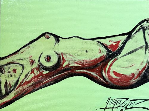 Nude in a green light van Gayane Ghazanchyan, Schilderij te koop op Singulart