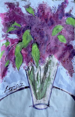 The breath of the Lilac flowers par Gayane Ghazanchyan, Œuvre sur papier en vente sur Singulart