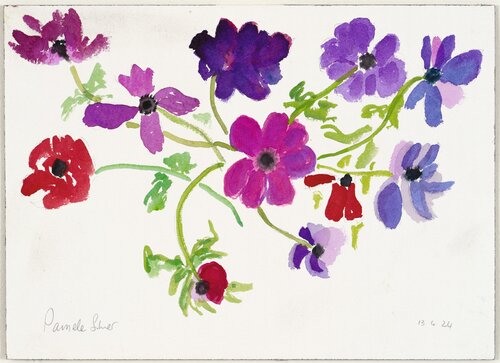 The Dance of the Purple Petals in Autumn par Pamela Silver, Œuvre sur papier en vente sur Singulart