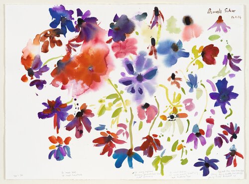 Every flower ihas a personality and a life par Pamela Silver, Œuvre sur papier en vente sur Singulart