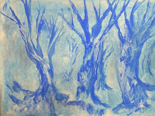 Blue Trees par Joann Renner, Peinture en vente sur Singulart