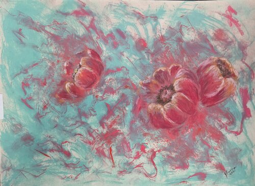 Popping Poppies par Joann Renner, Peinture en vente sur Singulart