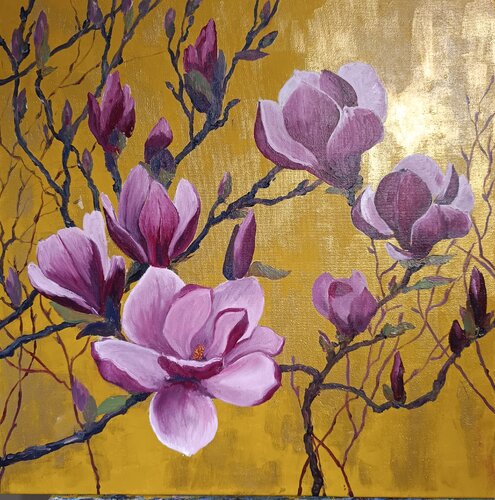 Magnolia und Gold by Anna Art, Painting for Sale on Singulart