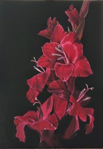 Red Gladiolus van Anna Art, Schilderij te koop op Singulart