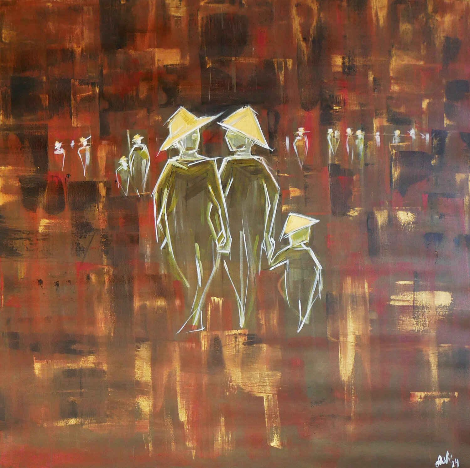 together alone Sabrina Schnell Original painting for sale