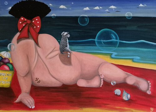 StrandGedanken a. d. R. "WeibsBild" di Franca Ze, Pittura in vendita su Singulart