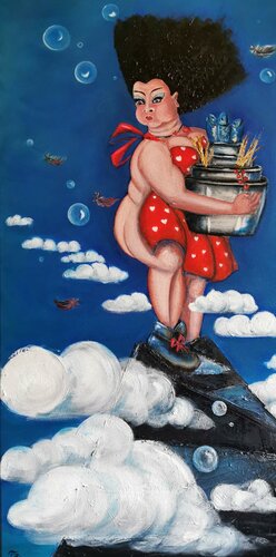 Aber bitte "Al dente" a. d. R. "WeibsBild" von Franca Ze, Malerei kaufen auf Singulart