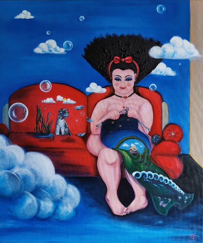 Leises Glück a.d. R. WeibsBild van Franca Ze, Schilderij te koop op Singulart