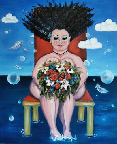 Entrückt a. d. Reihe "WeibsBild" van Franca Ze, Schilderij te koop op Singulart