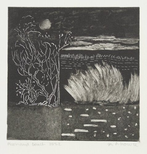 Moon and Beach von Ann Howie, Druck kaufen auf Singulart