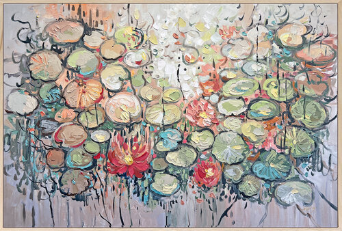 Sun Kissed Lotus Pond di Lana Guise, Pittura in vendita su Singulart