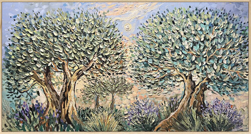 Lavender and Olive Trees van Lana Guise, Schilderij te koop op Singulart