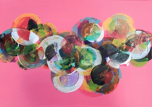 circles on rose von Sonja Radzik, Malerei kaufen auf Singulart