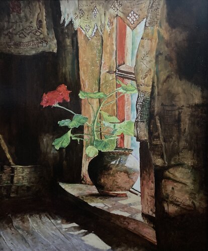 Geranium in light and shadow von Dávid Prokaj, Malerei kaufen auf Singulart