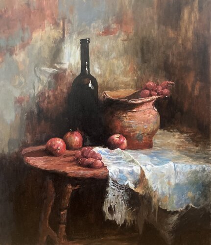 Table still life von Dávid Prokaj, Malerei kaufen auf Singulart