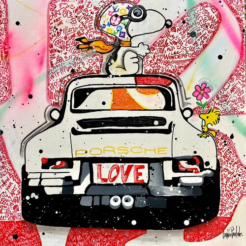 Snoopy likes Porsche by Pauline Cornee, 絵画 for Sale on Singulart