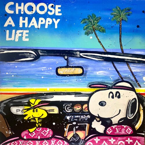Choose a Happy life, Snoopy by Pauline Cornee, 絵画 for Sale on Singulart