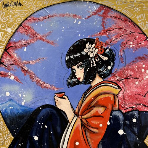 View of cherry trees by Pauline Cornee, 絵画 for Sale on Singulart