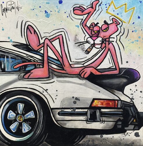 Pink Panther love cigars by Pauline Cornee, 絵画 for Sale on Singulart