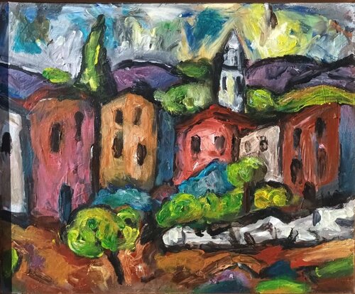 THE VILLAGE HOUSES van Neven Otavijević, Schilderij te koop op Singulart