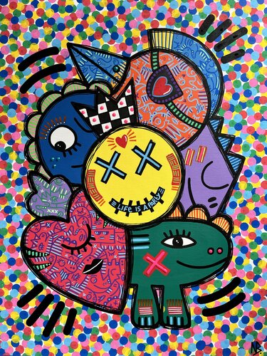 Life is a party van Nina Bruneau, Schilderij te koop op Singulart