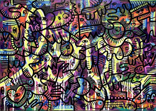Purple love wall van Nina Bruneau, Schilderij te koop op Singulart