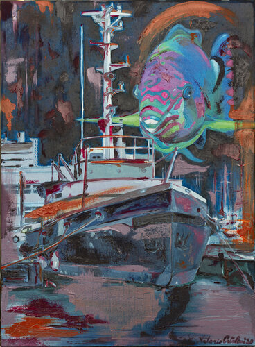 Polarfuchs and Parrot Fish von Antonio Ortolani, Malerei kaufen auf Singulart