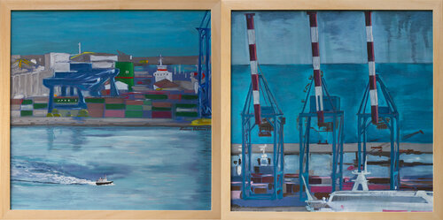 Duplex - Genova Containers and Pilot Boat by Antonio Ortolani, 회화 for Sale on Singulart