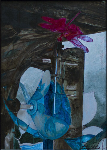 Red dragonfly by Antonio Ortolani, 회화 for Sale on Singulart