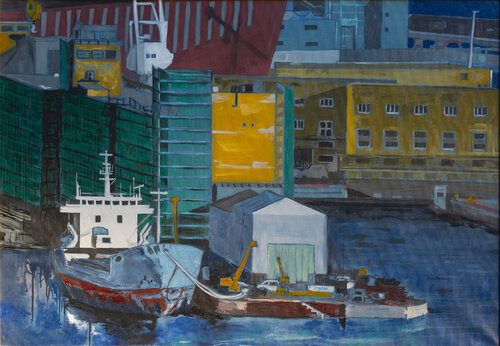 Porto di Genova by Antonio Ortolani, 회화 for Sale on Singulart