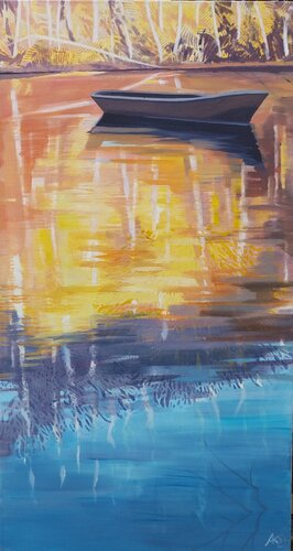 Boot auf stiller See II by Anne Kern, Painting for Sale on Singulart
