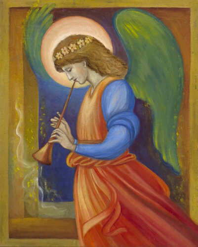 Angel Playing the Flute von Elena Gerasimova, Malerei kaufen auf Singulart