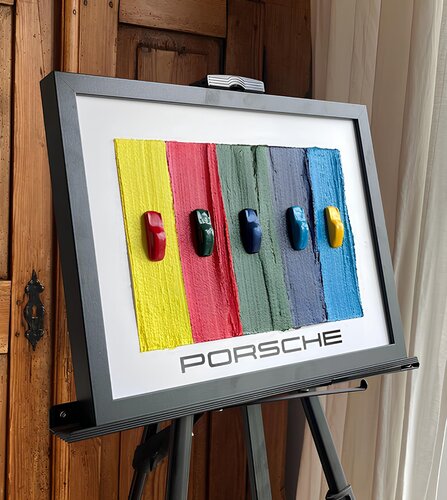 Moderne Porschewandkunst – Abstraktes Farbspiel mit Struktur & Tiefe – Gerahmtes Kunstwerk für zeitgenössische Inneneinrichtung van Noah Hummer, Beeldhouwwerk te koop op Singulart