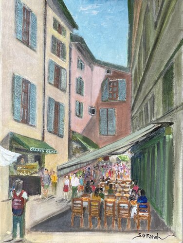 Lunch in Annecy by Samir Farah, Painting for Sale on Singulart