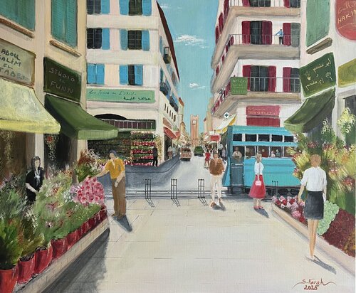 Beirut, 1963 by Samir Farah, Painting for Sale on Singulart