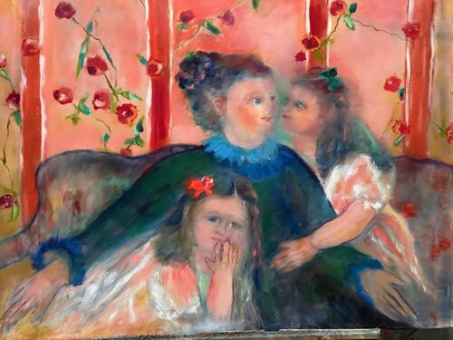 Mother with children by Sheila Olivier-Carchidi, 油畫 for Sale on Singulart