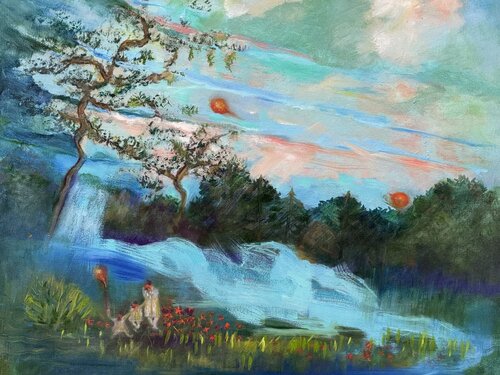 Summer walk by ocean von Sheila Olivier-Carchidi, Malerei kaufen auf Singulart