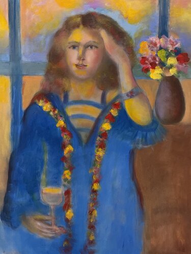 Wine flowers and memory by Sheila Olivier-Carchidi, Painting for Sale on Singulart