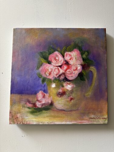 Fresh pink roses von Sheila Olivier-Carchidi, Malerei kaufen auf Singulart