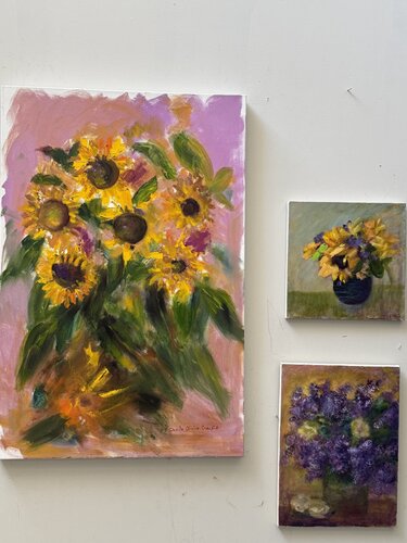 Sunflowers poetry in motion von Sheila Olivier-Carchidi, Malerei kaufen auf Singulart