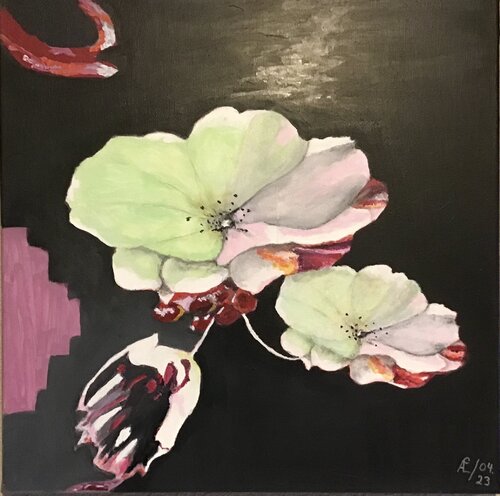 Blüte im Mondschein van Claudia Altemeier, Schilderij te koop op Singulart