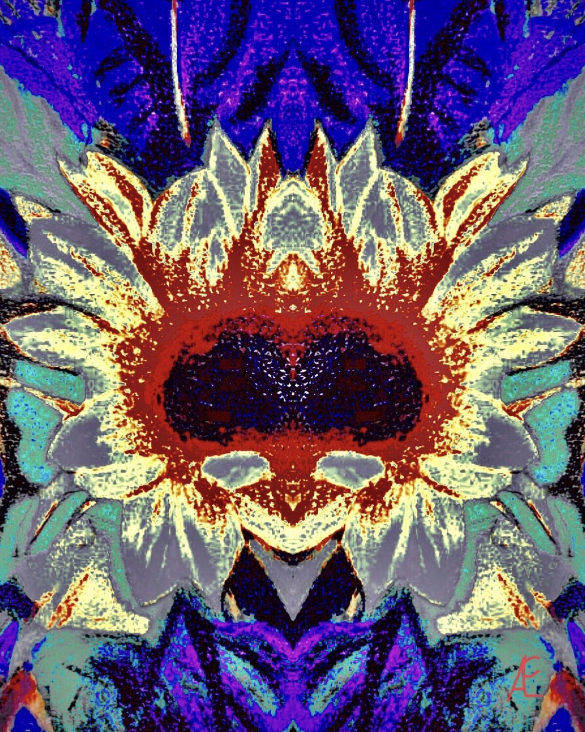 Sunflower with blue Claudia Altemeier