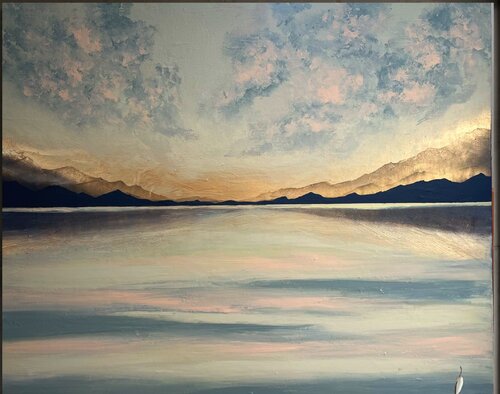“Golden Sunset “ XXL Kunst in Gold di Guranda Spillmann, Pittura in vendita su Singulart