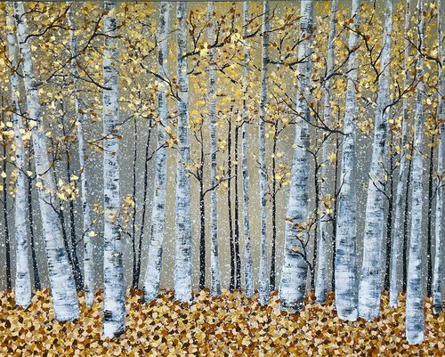 „Golden Forest " Extra Large Art in Gold di Guranda Spillmann, Pittura in vendita su Singulart