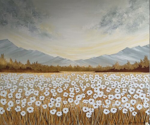 „Rural Scene“ #5  Golden Landscape di Guranda Spillmann, Pittura in vendita su Singulart