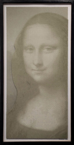 "Mona Lisa" Contemporary 3D Pop Art Inspired Pixelated Portrait Painting van Francisco Vital, Schilderij te koop op Singulart
