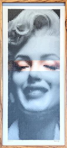 "Marilyn Monroe Smile" Contemporary Pop Art Inspired Pixelated Portrait Painting von Francisco Vital, Malerei kaufen auf Singulart