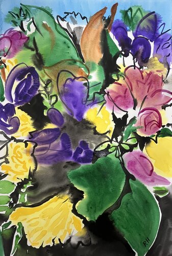 Freesia Frenzy van Richard Higham, Werk op papier te koop op Singulart