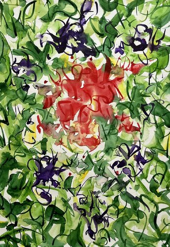 Summer garden - an abstract watercolour panting von Richard Higham, Malerei kaufen auf Singulart