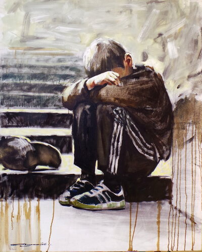 "I am alone (homeless child)" by Vladyslav Kazachenko, 絵画 for Sale on Singulart